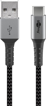 Kabel przewód USB-C metalowe wtyczki 1 m