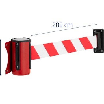 Лента разделительная в металлической стеновой кассете, 2 м, белая и красная.