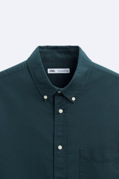 ZARA bawełniana koszula oksford regular fit zielona L