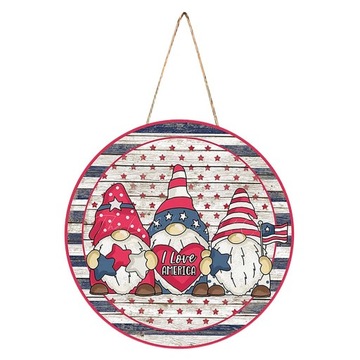 July 4th Patriotic Circular Tag Wood Sign E