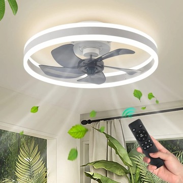 Lampa Sufitowa LED z Wentylatorem Sterowana Pilotem Biała 60W 3 barwy APKA