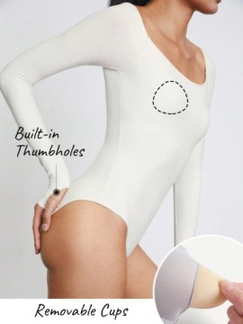 КЛАССИЧЕСКИЙ ОБЛЕГАЮЩИЙ БОДИ С ДЛИННЫМ РУКАВОМ, ОТКРЫТЫМИ ПЛЕЧАМИ ИСПАНСКИЙ SHEIN S