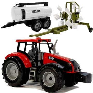 Ciągnik Traktor z Przyczepą Cysterna Zgrabiarka Maszyny Zestaw Rolniczy