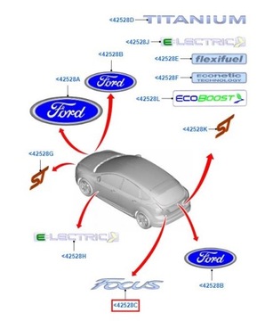 ЭМБЛЕМА FORD FOCUS Mk3 2012 (OE) 1765113 ЗАДНЯЯ