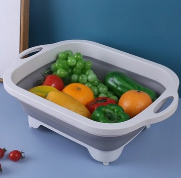 СКЛАДНАЯ СИЛИКОНОВАЯ ЧАША РАЗДЕЛОЧНАЯ ДОСКА ПОРТАТИВНАЯ КАПЕЛЬНИЦА СЛИВ 3-в-1