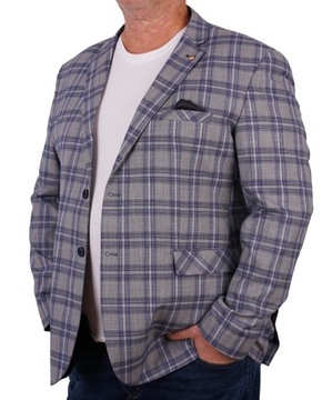 MARYNARKA MĘSKA W KRATĘ ELEGANCKA CASUAL DUŻA 60