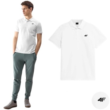 KOSZULKA POLO MĘSKA 4F REGULAR SPORTOWA POLÓWKA BAWEŁNA GUZIKI L