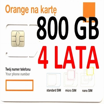 INTERNET NA KARTĘ ORANGE FREE 800 GB 4 LATA SIM E-SIM + GRATIS !