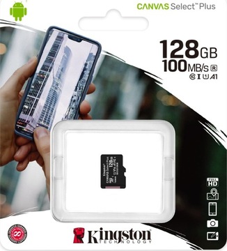 Карта Kingston Canvas Select Plus MicroSDXC 128 ГБ, класс 10 UHSI/U1 A1 V10