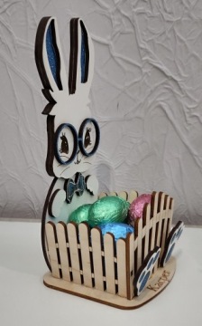 Пасхальный кролик зайка для сладостей розовый синий блестящий имя ребенка