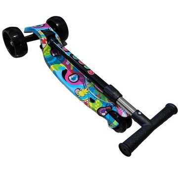 ТРЕХКОЛЕСНЫЙ БАЛАНСИРОВОЧНЫЙ СКУТЕР СО СВЕТОДИОДНЫМИ КОЛЕСАМИ ГРАФИТТИ 50 кг, складной, усиленный