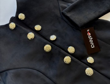 Женская замшевая куртка-болеро с пуговицами черная M 38