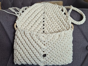 Летняя сумочка в стиле бохо, ко Святому Причастию. из веревки ручной работы, ручная работа.