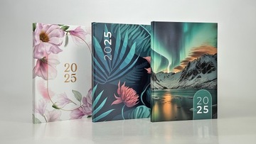 Terminarz na 2025 książkowy A4 pastelowy eukaliptus liście naturalny KA4-10