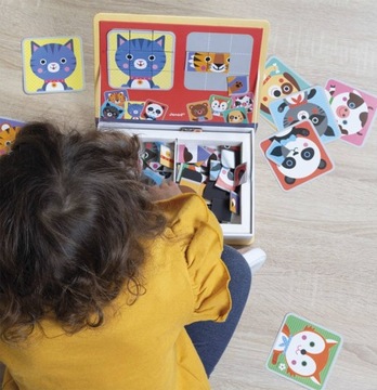 МАГНИТНЫЙ ПАЗЛ Животные Магниты Магнитикнига JANOD Кот Панда Тигр