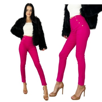 W768 RÓŻOWE ELEGANCKIE LEGGINSY SPODNIE STAN S/M