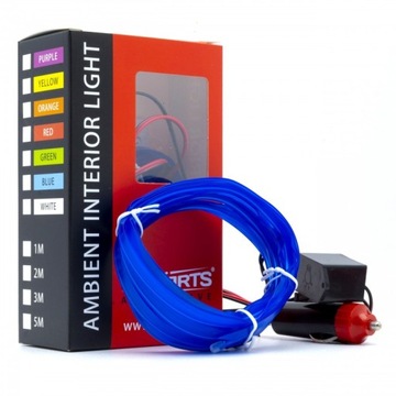 ŚWIATŁOWÓD LED DO SAMOCHODU EL WIRE Niebieski 3 M