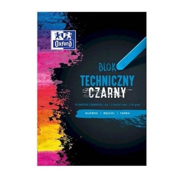 BLOK TECHNICZNY A4/210g CZARNY 10 KARTEK OXFORD