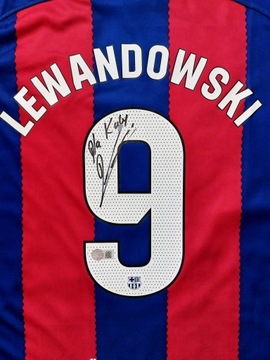 РОБЕРТ ЛЕВАНДОВСКИ Футболка FC BARCELONA с АВТОГРАФОМ + СЕРТИФИКАТ