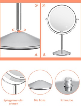 КОСМЕТИЧЕСКОЕ ЗЕРКАЛО LED 10X СЕРЕБРЯНЫЕ БАТАРЕИ