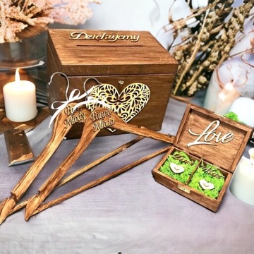 свадебный набор, коробка для конвертов, обручальные кольца, вешалки.