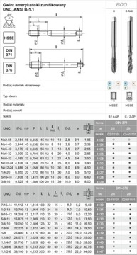 Gwintownik maszynowy UNC 3/4-10 DIN 376-C -2B R40 HSEE 800 FANAR