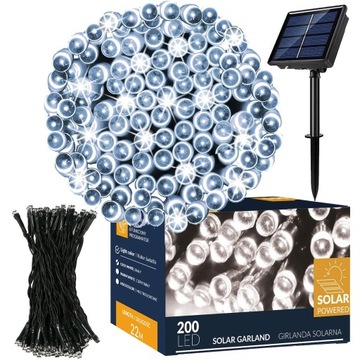 СОЛНЕЧНЫЕ РОЖДЕСТВЕНСКИЕ ЛАМПЫ 200 LED 22м GIRLAND