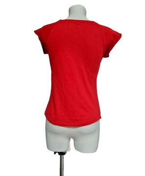 388. Klasyczna czerwona bluzka damska koszulka t-shirt XS 34