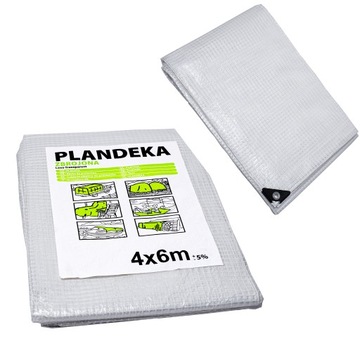 PLANDEKA 4x5 PRZEŹROCZYSTA MOCNA 100g ZBROJONA UV+