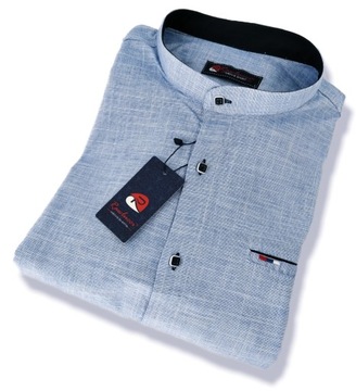 РУБАШКА МУЖСКАЯ, СИНИЙ ВОРОТНИК-СТОЙКА, SIGN 07 XL