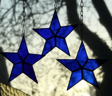 Набор витражей Тиффани синий звезда НАБОР из 3 шт.