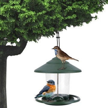 Wiszący na zewnątrz karmnik dla ptaków pojemnik