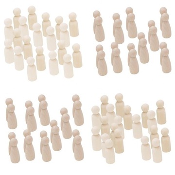 80 sztuk niedokończone puste DIY drewniane ludzie Peg lalki topper tort wes