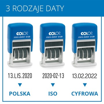 Штамп даты COLOP Mini S120, различные форматы даты