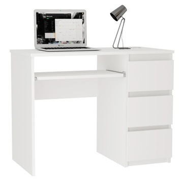 Biurko komputerowe PARI 3 szuflady 90 cm - BIAŁE