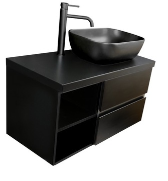 ZESTAW POD UMYWALKĘ | BLAT MDF 38 mm | LAKIER CZARNY MAT | 70 CM