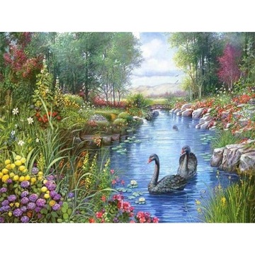 RZEKA HAFT DIAMENTOWY Diamond Painting 5D 20x30 HOBBY Mozaika DIAMENTOWA