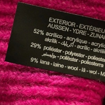 ZARA Czapka Beanie Wełna Różowa Fuksja