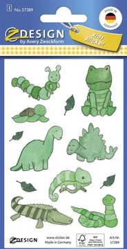 BROKATOWE NAKLEJKI - DINOZAURY, JASZCZURKI