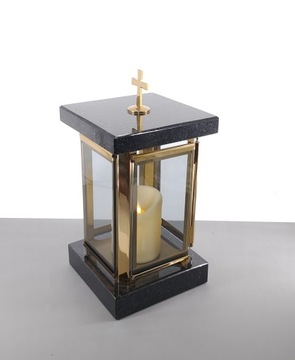Lampion Nagrobny Granitowy stal nierdzewna jasno złoty POŁYSK