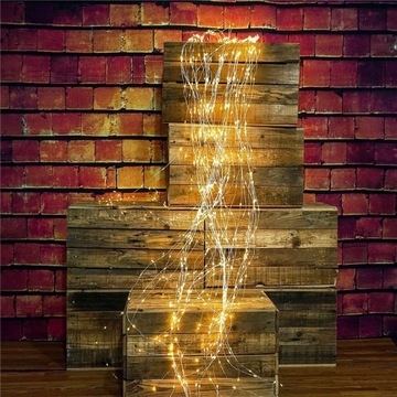 200 СВЕТОДИОДНЫХ ПРОВОДНЫХ СВЕТИЛЬНИКОВ, 10 ЛИНИЙ по 2 м каждая, СОЛНЕЧНЫЕ ВОЛОСЫ