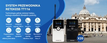 Retekess TT116 Bezprzewodowy System audio,Tłumaczeń z Redukcją Szumów 200m