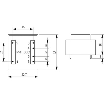Transformator na PCB Block VB 0 35/2/9