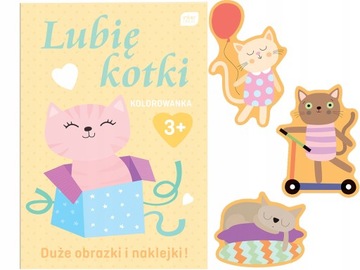 INTERDRUK Kolorowanka A4 LUBIĘ KOTKI Duże OBRAZKI i NAKLEJKI Kot KOTEK