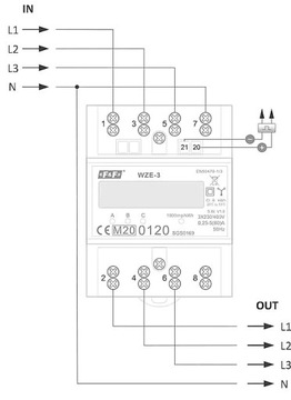 Счетчик ТЕКУЩЕГО ПОТРЕБЛЕНИЯ ЭНЕРГИИ, 3-фазный, 80А WZE-3 F&F