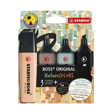 Zakreślacz STABILO BOSS ORIGINAL NatureCOLORS 4 sztuki w etui kartonowym Z2