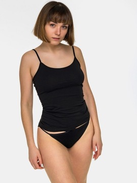 BLUZKA TOP KOSZULKA DAMSKA GŁADKA RAMIĄCZKA ELASTYCZNA BAWEŁNIANA CZARNA M