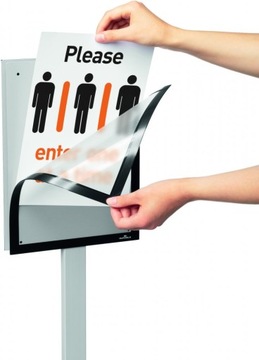 PODŁOGOWY STOJAK INFORMACYJNY TELESKOPOWY STAND BASIC Z RAMKĄ A4