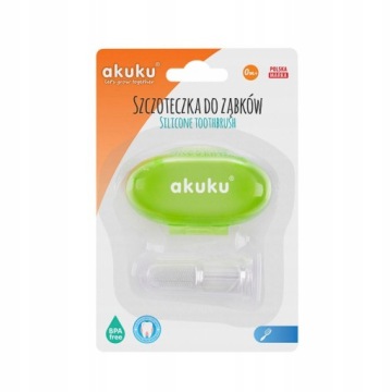 Щіточка силіконова на палець Akuku A0264 зелена з чохлом