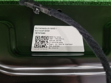 BMW 7 G12 STŘEŠNÍ OKNO STŘECHA POSUVNÝ 8062891